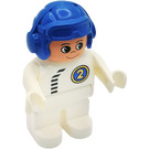 LEGO Duplo Racer, Wit Overalls met Blauw Helm Duplo-figuur