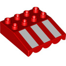 LEGO Duplo rot Awning mit Weiß Streifen (Lange Streifen) (37077 / 61899)
