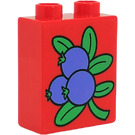 LEGO Duplo rouge Brique 1 x 2 x 2 avec Blueberries sans tube à l'intérieur (4066)