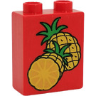 LEGO Duplo Red Brick 1 x 2 x 2 with Pineapple without Bottom Tube (4066)