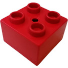 LEGO Duplo rot Backstein 2 x 2 mit Klein Center Loch