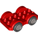 LEGO Duplo Red Car with Black Wheels and Silver Hubcaps (11970 / 35026)