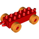 LEGO Duplo Red Chassis 2 x 6 with Orange Wheels (2312 / 14639)