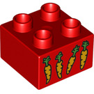 LEGO Duplo rot Duplo Backstein 2 x 2 mit Vier Carrots (3437 / 17304)