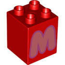 LEGO Duplo rouge Duplo Brique 2 x 2 x 2 avec Letter "M" Décoration (31110 / 65931)