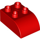 LEGO Duplo rot Duplo Backstein 2 x 3 mit Gebogenes Oberteil (2302)