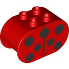 LEGO Duplo Rood Duplo Steen 2 x 4 x 2 met Afgerond Ends met Ladybird spots (6448 / 101578)