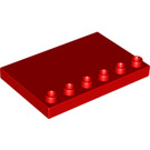 LEGO Duplo Red Tile 4 x 6 with Studs on Edge (31465)