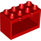 LEGO Duplo rot Rahmen 2 x 4 x 2 mit Scharnier ohne Löcher in der Basis (18806)