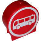 LEGO Duplo rouge Rond Sign avec Bus avec côtés ronds (41970 / 64934)