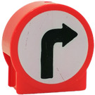 LEGO Duplo Rood Ronde Sign met Rechtsaf Turn Pijl met ronde zijkanten (41970)