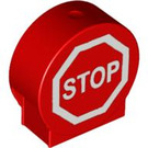 LEGO Duplo Rood Ronde Sign met Wit 'STOP' sign met ronde zijkanten (41970 / 43037)