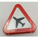 LEGO Duplo rouge Sign Triangle avec Noir Airplane Autocollant (42025)