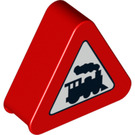 Duplo Red Sign Triangle with Train sign (13255 / 49306)
