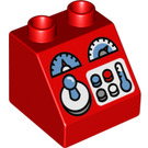 LEGO Duplo rot Steigung 2 x 2 x 1.5 (45°) mit Joystick und Buttons (17494 / 49559)