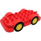Duplo Red Wheelbase 4 x 8 with Yellow Wheels (15319 / 24911)