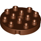 LEGO Duplo Brun rougeâtre Rond assiette 4 x 4 avec Trou et Verrouillage Ridges (98222)
