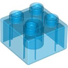 LEGO Duplo Transparentes Dunkelblau Backstein 2 x 2 (3437 / 89461)