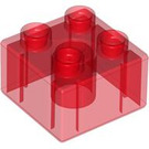 LEGO Duplo Transparant Rood Steen 2 x 2 (3437 / 89461)
