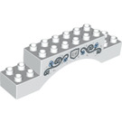 LEGO Duplo blanc Arche
 Brique 2 x 10 x 2 avec Argent Feuilles et Vines avec Bleu Fleurs (28931 / 51704)