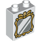 LEGO Duplo Weiß Backstein 1 x 2 x 2 mit Golden Mirror ohne Unterrohr (4066 / 12785)
