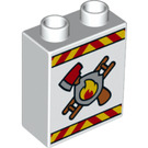 LEGO Duplo blanc Brique 1 x 2 x 2 avec Échelle et Hache logo avec tube inférieur (15847 / 20922)