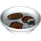 LEGO Duplo blanc Dish avec Christmas Cookie et 2 Cupcakes (1365 / 31333)