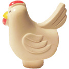 LEGO Duplo White Hen with Red Comb Pattern and No Base