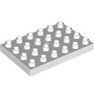 LEGO Duplo blanc assiette 4 x 6 (25549)