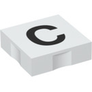 Duplo blanc Tuile 2 x 2 avec Côté Indents avec "C" (6309 / 48470)