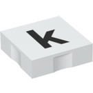Duplo blanc Tuile 2 x 2 avec Côté Indents avec "k" (6309 / 48519)