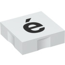 LEGO Duplo blanc Tuile 2 x 2 avec Côté Indents avec Letter e avec Acute (6309 / 48652)