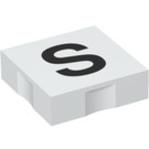 Duplo blanc Tuile 2 x 2 avec Côté Indents avec "S" (6309 / 48552)