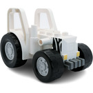 LEGO Duplo blanc Tractor Assembled avec Zebra Rayures (47447)