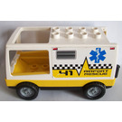 LEGO Duplo Weiß Van mit Gelb Base mit Airport Rescue Aufkleber
