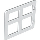 Duplo White Window 4 x 3 with Bars with Different Sized Panes (2206)