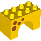LEGO Duplo Geel Boog Steen 2 x 4 x 2 met Circles (Giraffe Onderzijde) (11198 / 74952)