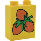 LEGO Duplo Yellow Brick 1 x 2 x 2 with 3 Hazelnuts without Bottom Tube (4066)