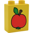 LEGO Duplo Yellow Brick 1 x 2 x 2 with Apple without Bottom Tube (4066 / 42657)