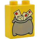 Duplo Gelb Backstein 1 x 2 x 2 mit Groß Mailbag mit Letters ohne Unterrohr (4066)