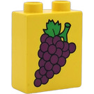 LEGO Duplo Yellow Brick 1 x 2 x 2 with Purple Grapes without Bottom Tube (4066)
