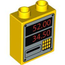 LEGO Duplo Jaune Brique 1 x 2 x 2 avec Argent Card Processing Machine sans tube à l'intérieur (4066 / 86092)