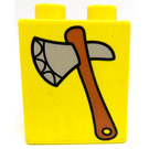 LEGO Duplo Yellow Brick 1 x 2 x 2 with Tomahawk without Bottom Tube (4066)
