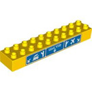 LEGO Duplo Gelb Backstein 2 x 10 mit Overhead road signs (2291 / 89957)