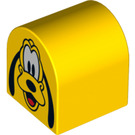 LEGO Duplo Gelb Backstein 2 x 2 x 2 mit Gebogenes Oberteil mit Pluto (3664 / 13131)