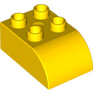 LEGO Duplo Geel Steen 2 x 3 met Gebogen bovenkant (2302)