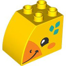 LEGO Duplo Yellow Brick 2 x 3 x 2 with Curved Side with Giraffe Smiling Face (11344 / 105354)
