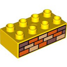 LEGO Duplo Yellow Brick 2 x 4 with Brick Wall (3011 / 41180)