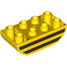 LEGO Duplo Geel Steen 2 x 4 met Gebogen Onderzijde met Zwart Lines (98224 / 101581)