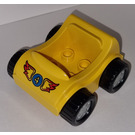 LEGO Duplo Geel Auto met "4" en Flames